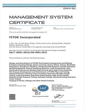 FITOK Incorporated ISO 9001