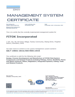 FITOK Incorporated ISO 9001
